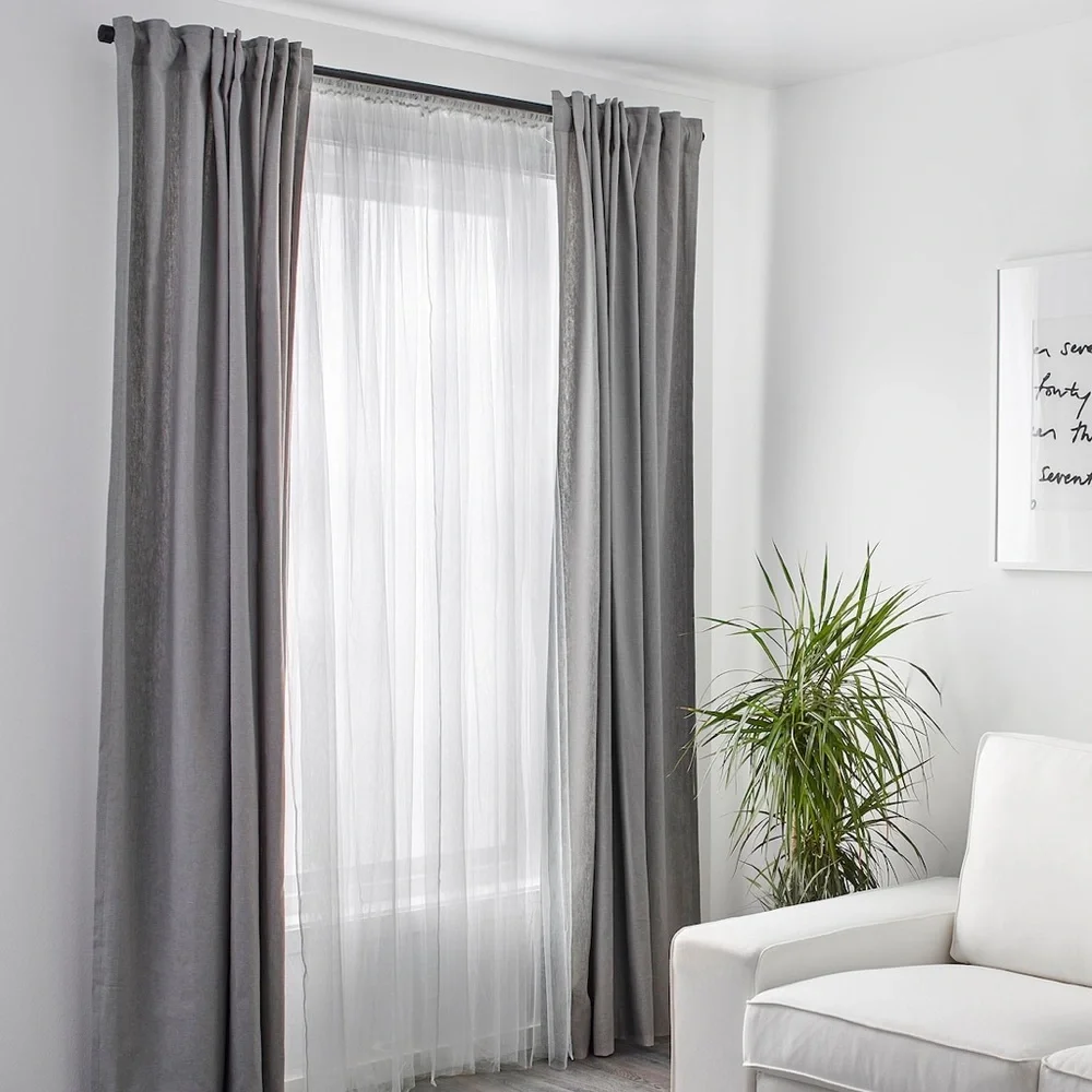 Set of 6 - Pair IKEA LILL Sheer Curtains White Mesh